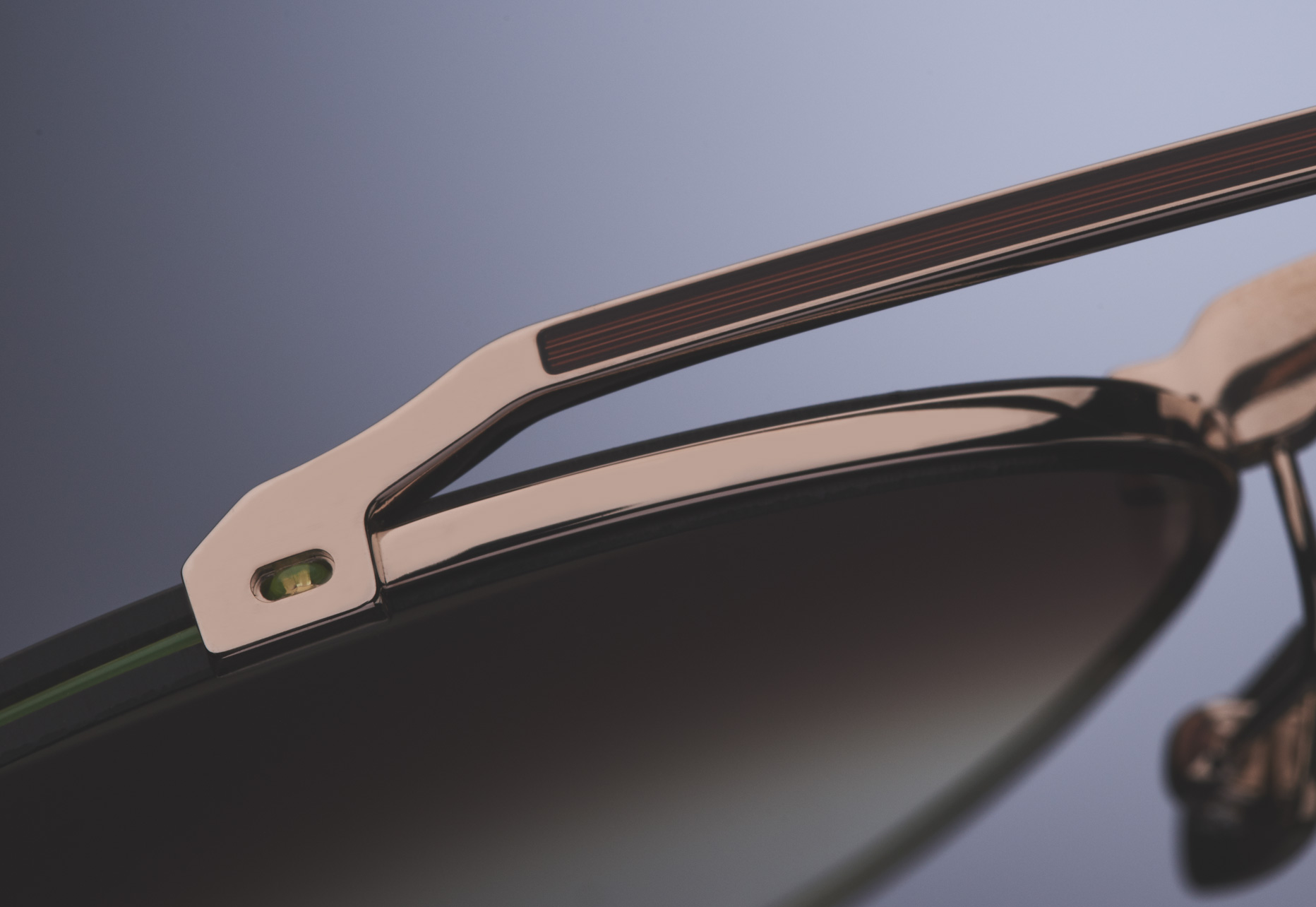 RIMLESS FRAME CONSTRUCTION WITH CUSTOM TITANIUM BROW BAR AND NOSE BRIDGE